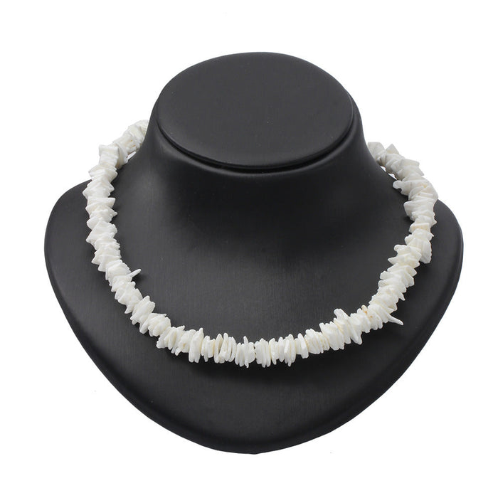 Bohemian Ethnic Natural Square Shell Beaded Chain Necklace