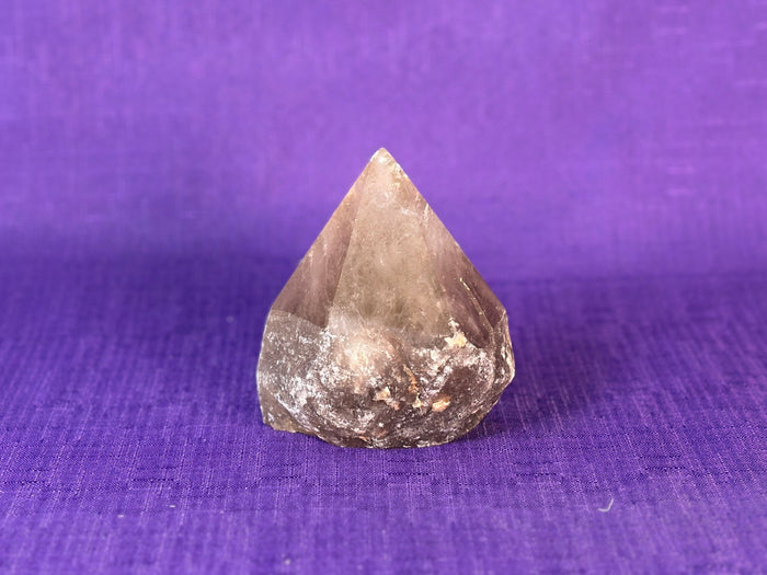 Smoky Quartz Top Polished Rough Point โ Standing Smoky Quartz Crystal with Cut Base