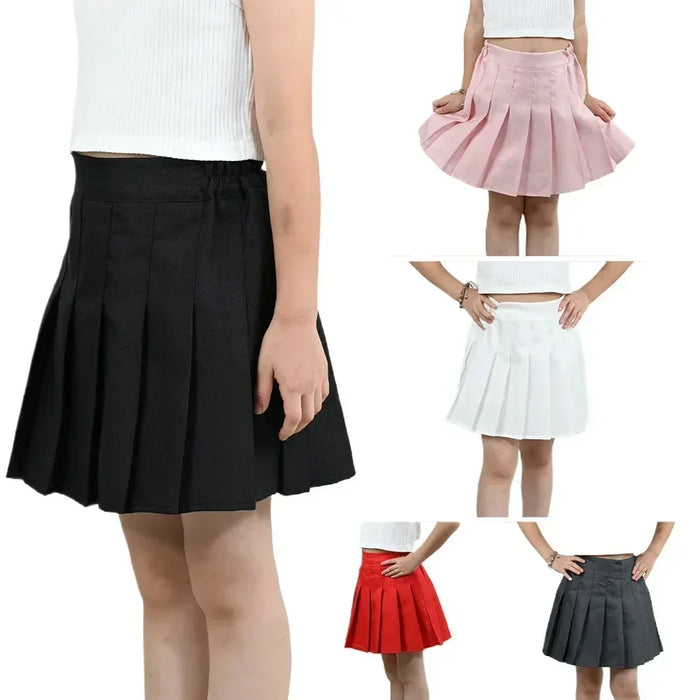 Summer Girl Pleated Skirt Children Summer Skirt Girls Mini Skirts Vintage Pleated Skirt 3-13Y Junior Girls Ruched Cullottes