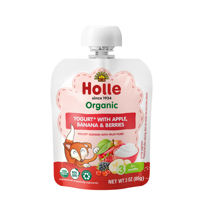 Holle Organic Apple, Banana & Berries Yogurt Pouches