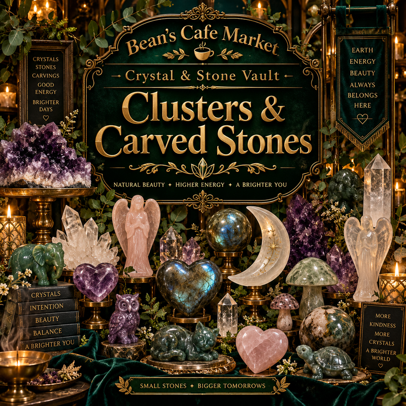 Clusters & Carved Stones