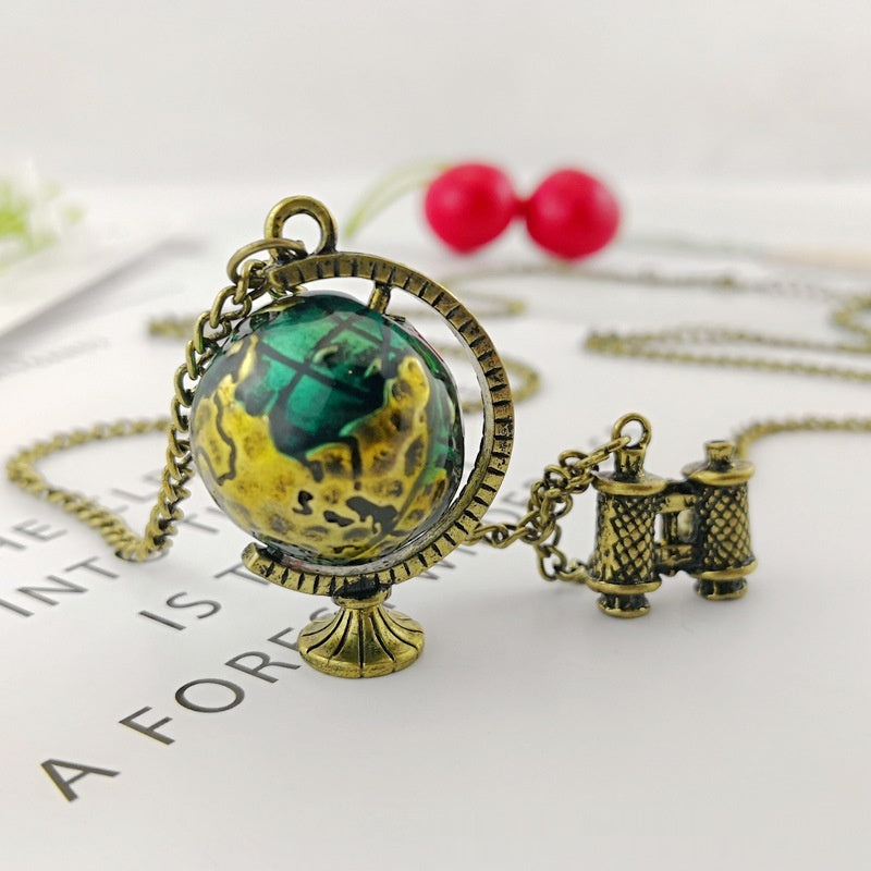 Telescope Earth Sweater Chain Necklace
