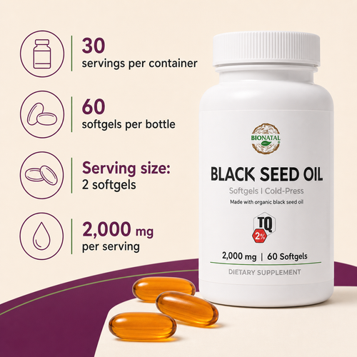 BioNatal Organic Black Seed Oil Softgels 2000mg – 2% TQ