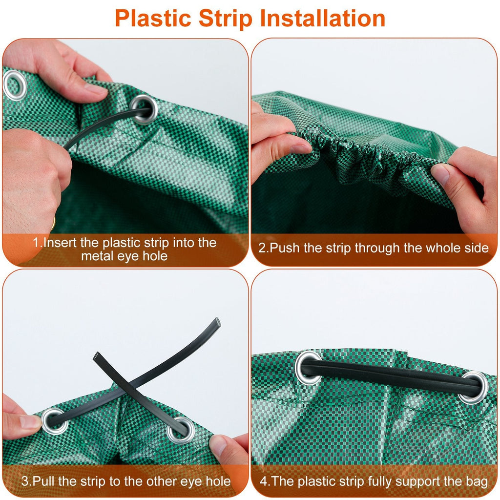2Pcs 26.42Gallons Round Garden Waste Bags Waterproof Reusable Grass Rubbish Leaf Sacks Home Garden Lawn Yard Trash Bags With 4 Handles
