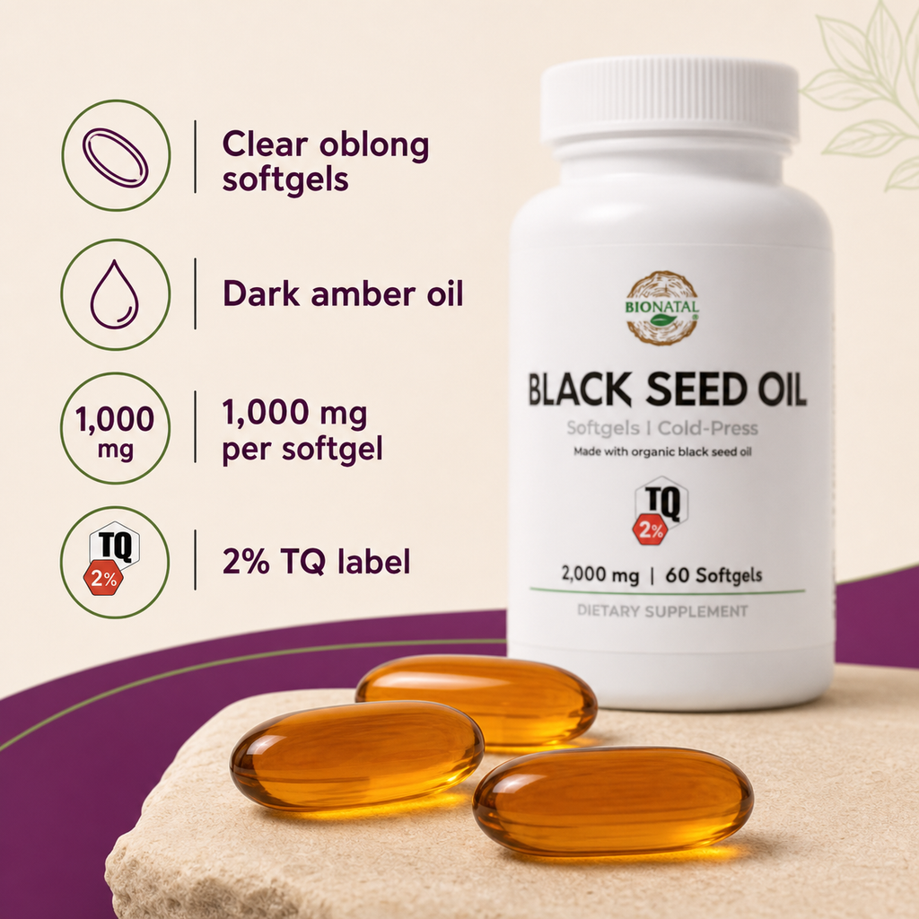 BioNatal Organic Black Seed Oil Softgels 2000mg – 2% TQ