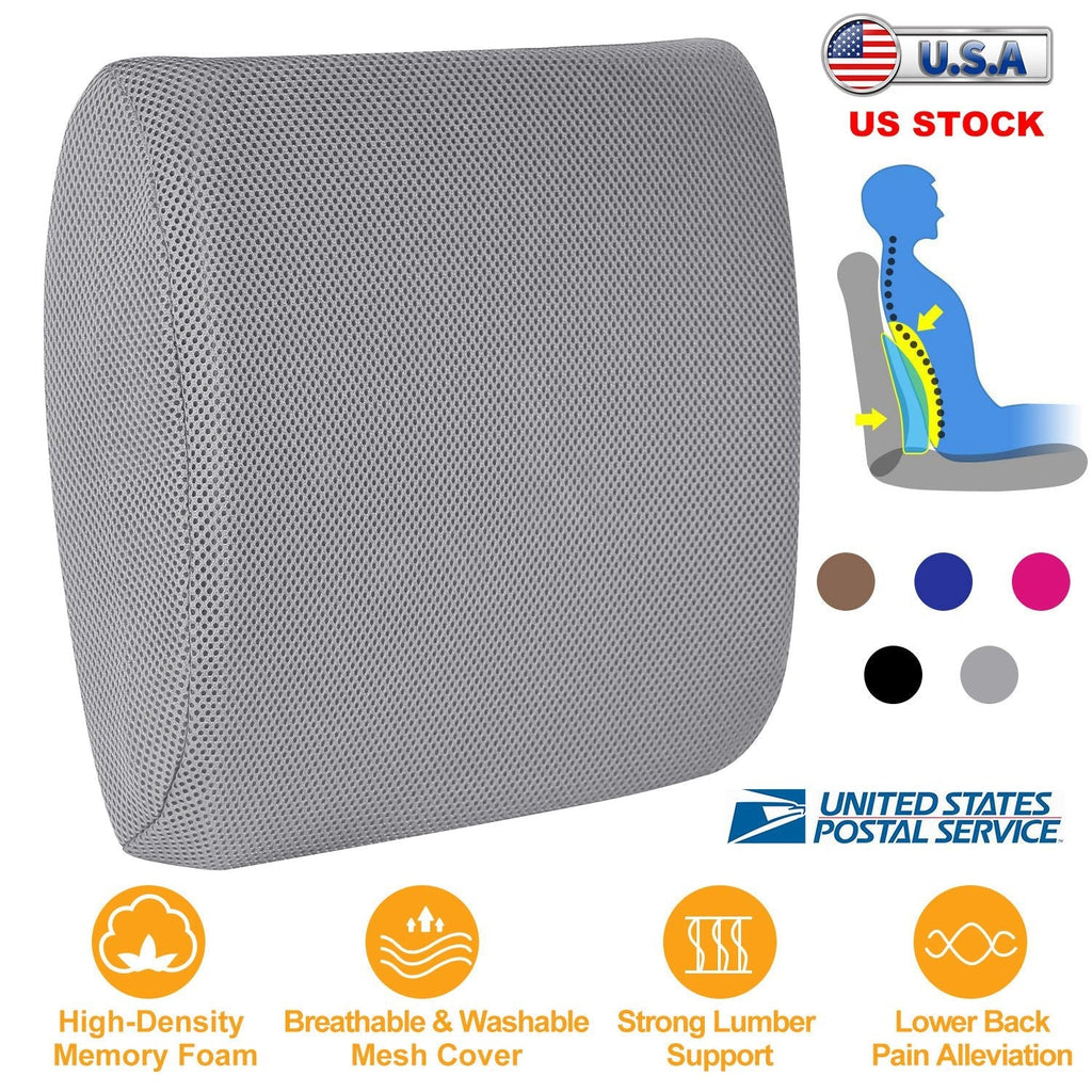 Lumbar Support Pillow Memory Foam Back Cushion with 3D Mesh Cover for Car Office Chair