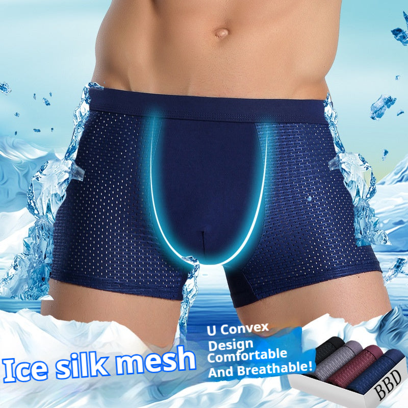 Cool Knitted Fabric Mesh Shorts Adult Men'S Boxers Knitted Fabric Boxers Men's Comfortable Boxer Underwear
