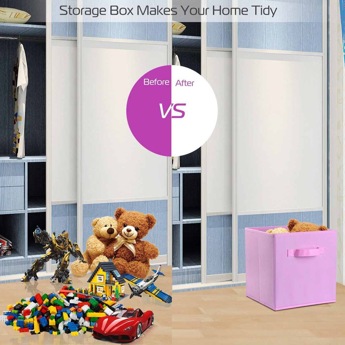 iMounTEK 4 Pack Foldable Storage Cube Bins Cloths Closet Space Organizer Basket Shelves Box for Clothes Toys Books Cabinet