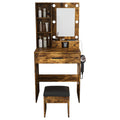Vanity Desk Set with LED Lighted Mirror & Padded Stool