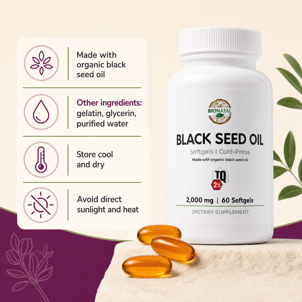 BioNatal Organic Black Seed Oil Softgels 2000mg – 2% TQ