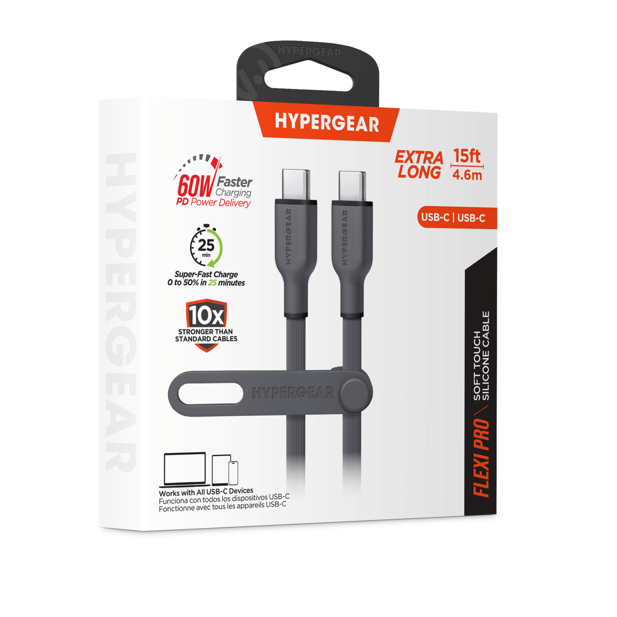 HyperGear Flexi PRO USB-C to USB-C Cable 10ft