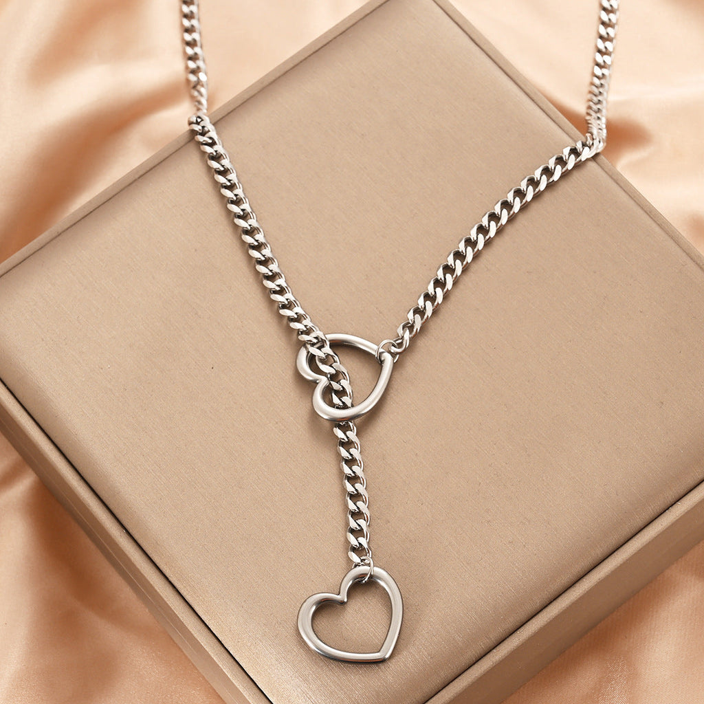 Gothic Cuban Adjustable Love Heart Necklace