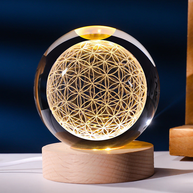 Luminous Starry Sky And Planets Moon Moon Crystal Ball Small Night Lamp Projection Ambience Light Creative Gift New Strange Gift