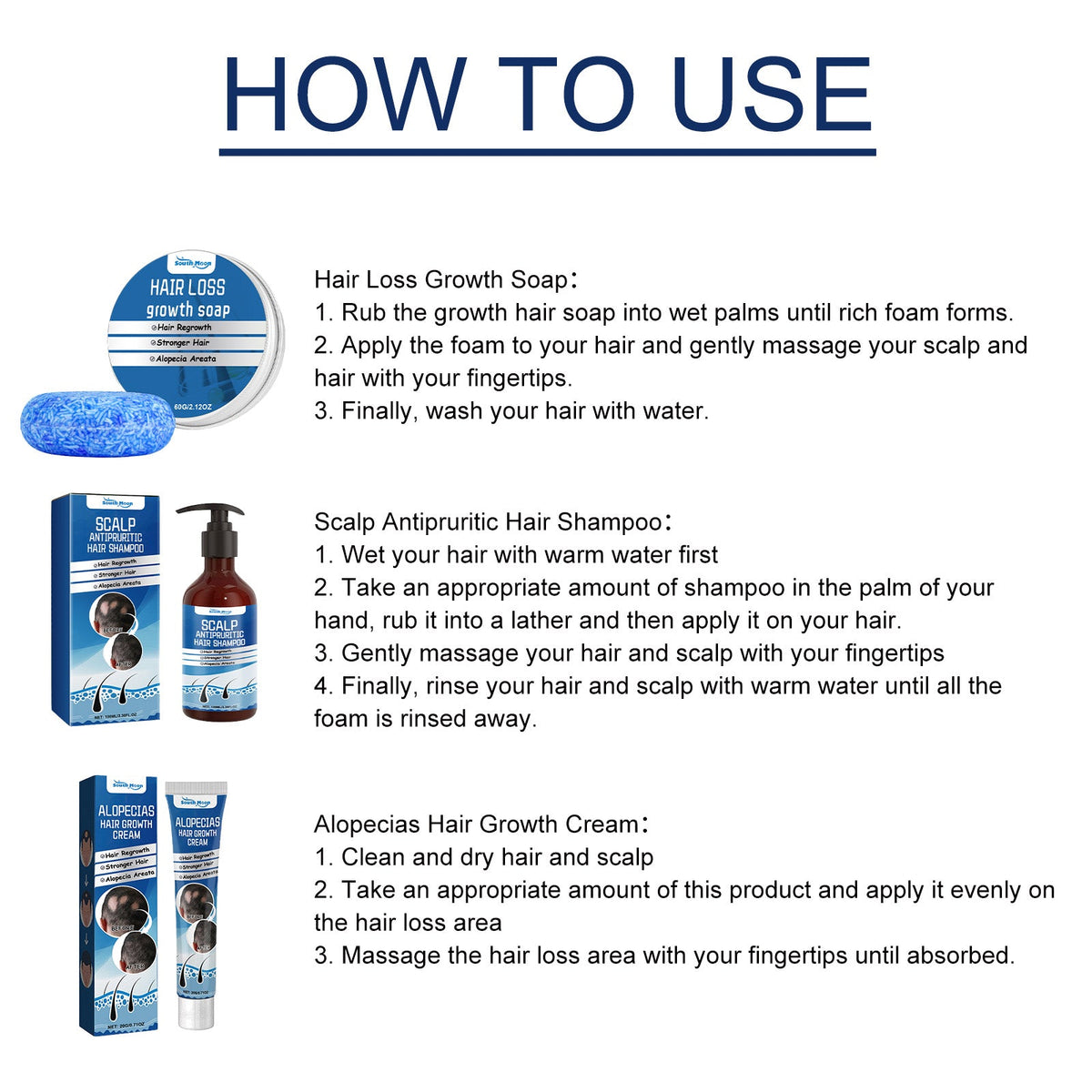 Alopecia Areata Care Set, Clean Scalp Supple Care Frizzy Hair Wash And Care Gift Set