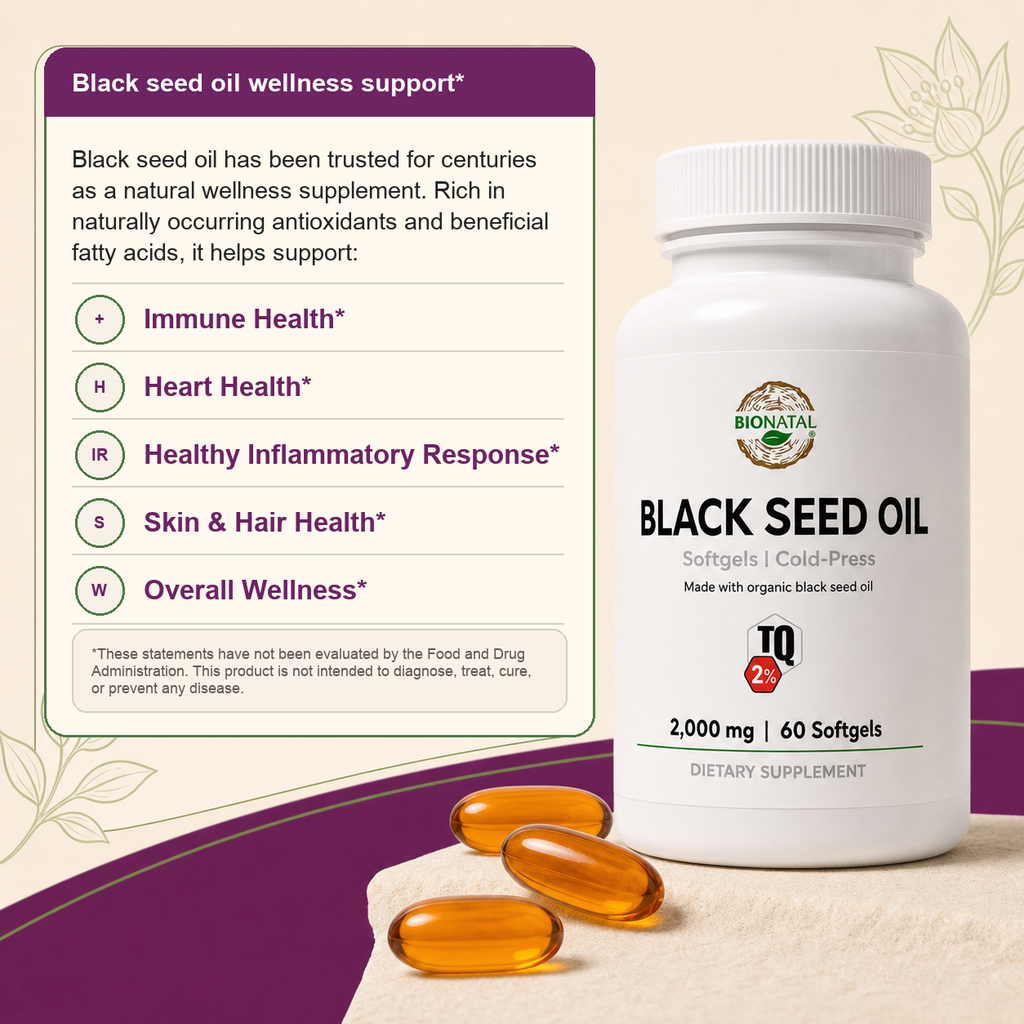 BioNatal Organic Black Seed Oil Softgels 2000mg – 2% TQ