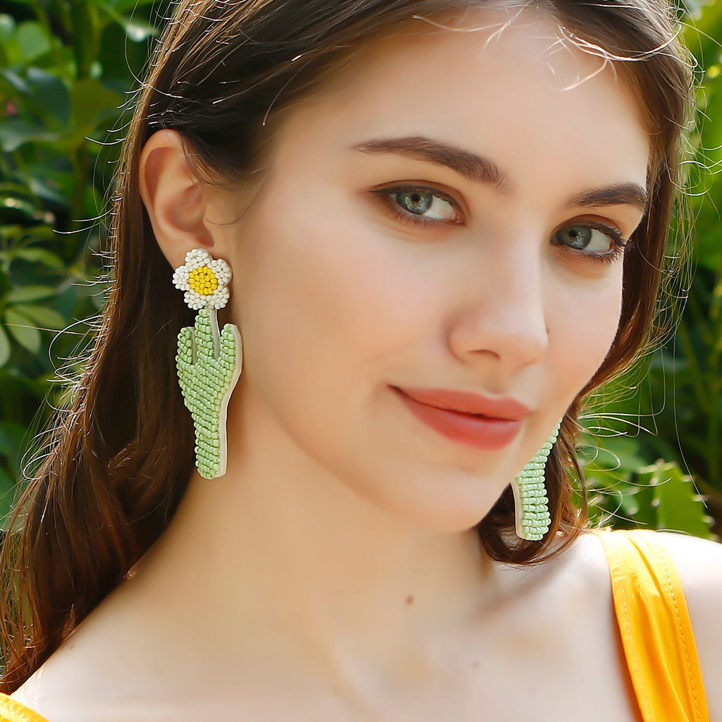 Handmade Bead Flower Earrings