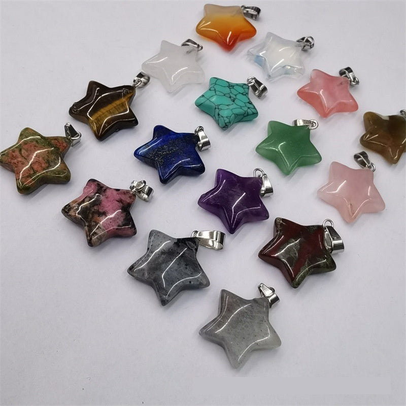 Natural Stone Crystal Agate Star Pendant