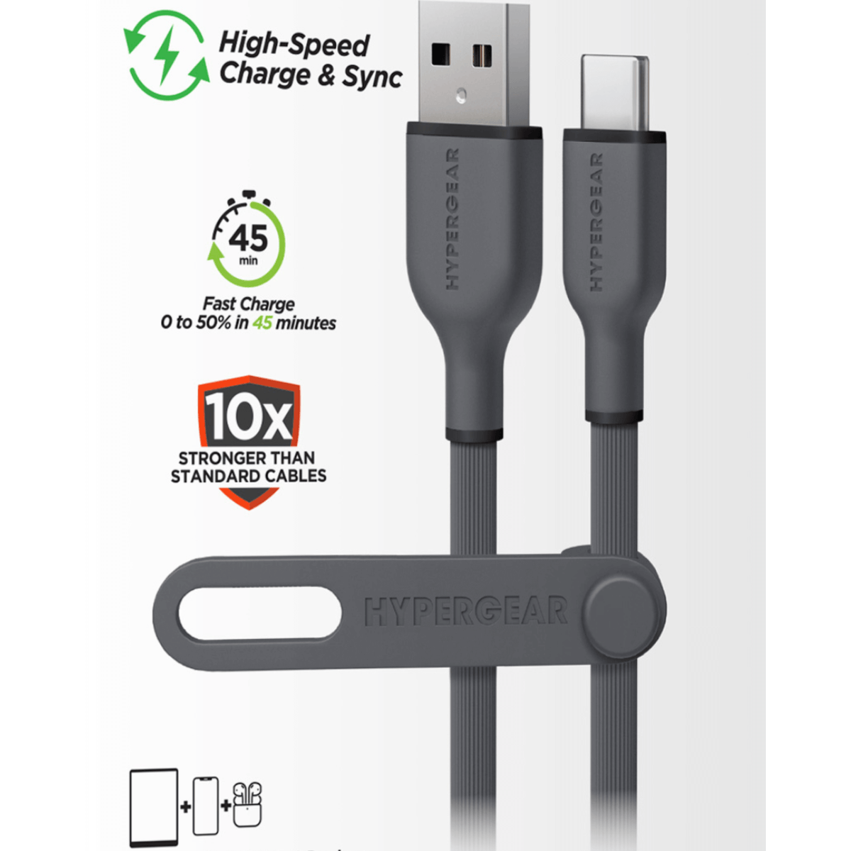 HyperGear Flexi PRO USB to USB-C Cable 10ft