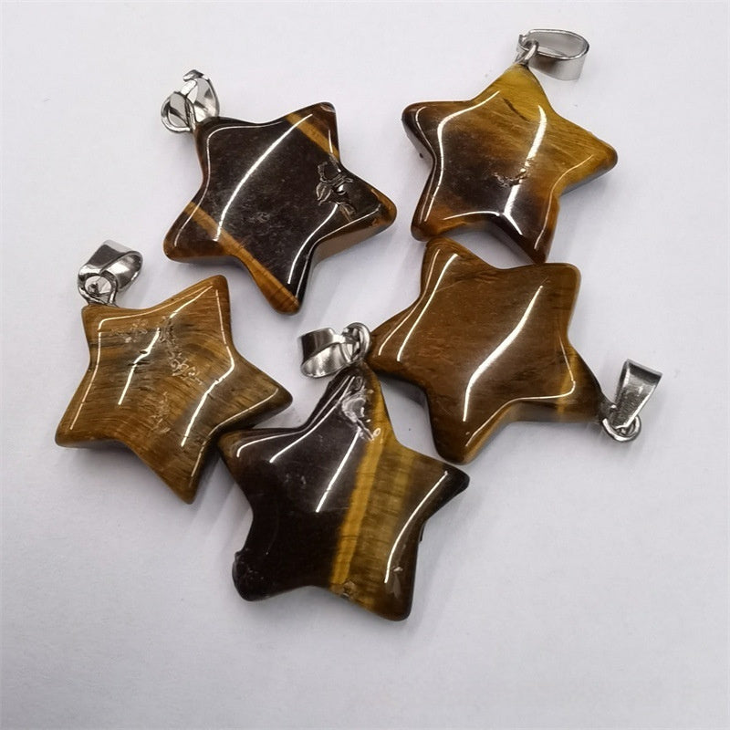 Natural Stone Crystal Agate Star Pendant