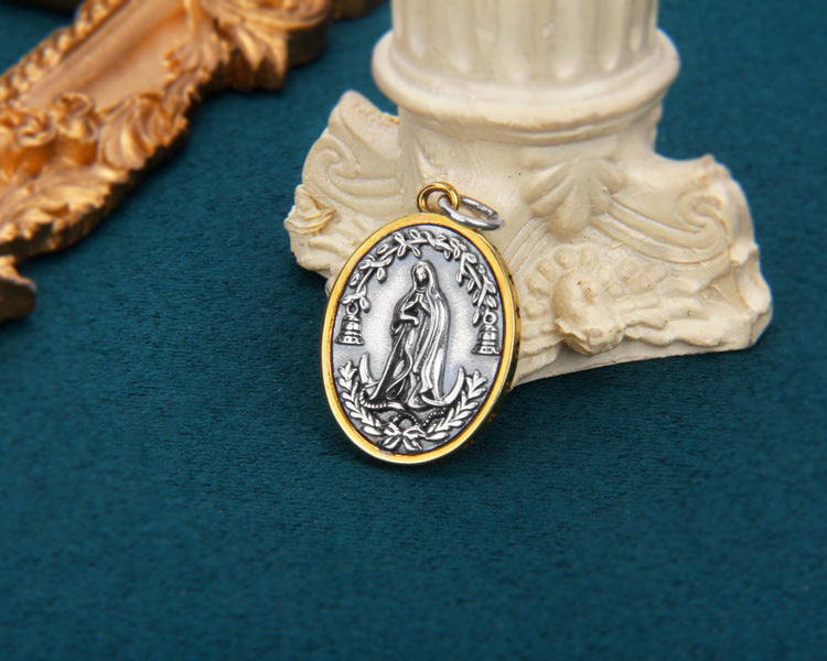 S925 Lady Portrait Cross Pendant