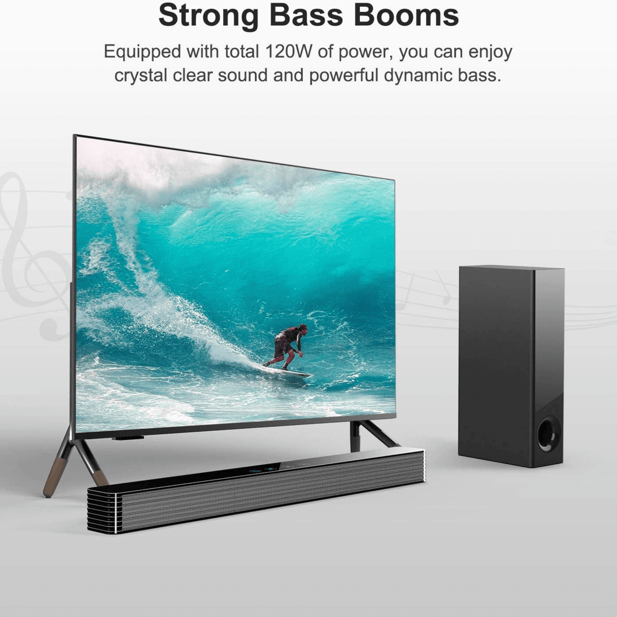 Norcent KB2020 Black Mamba Series 25" 120W Bluetooth Sound Bar with Sub-Woofer