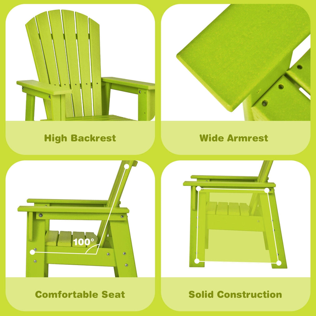 Patio Kids' Adirondack Chair with Ergonomic Backrest-Green