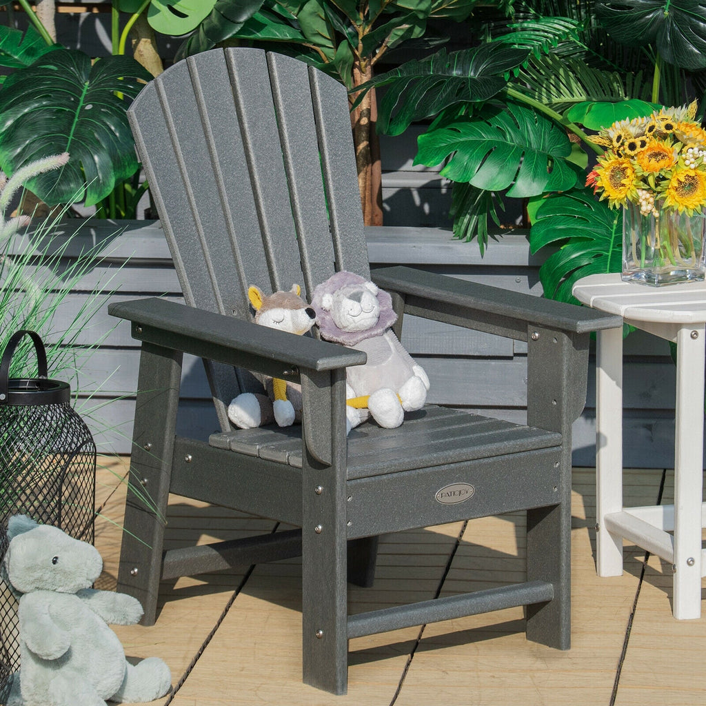 Patio Kids' Adirondack Chair with Ergonomic Backrest-Gray