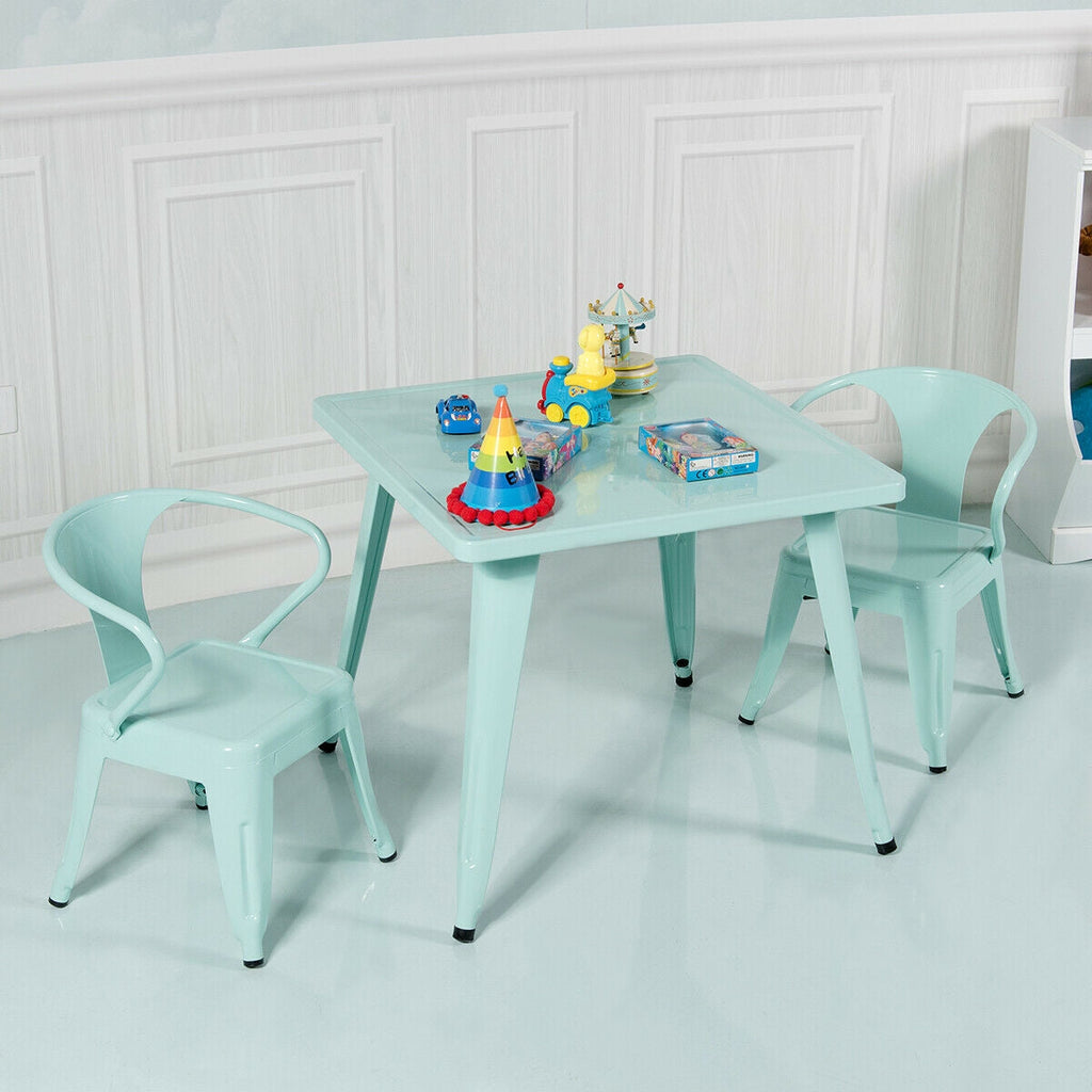 27 Inch Kids Square Steel Table Play Learn Activity Table-Blue