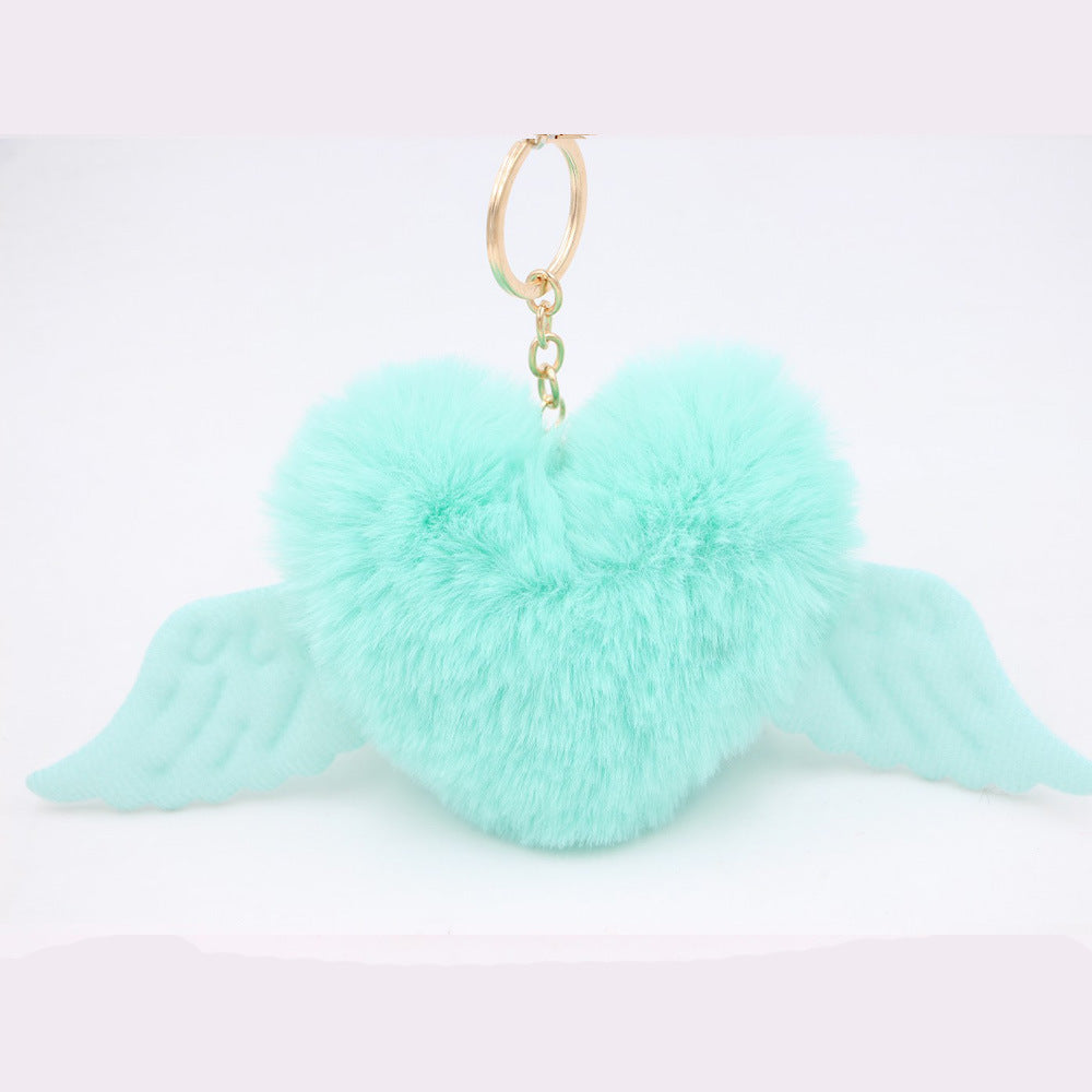 Heart Wool Ball Keychain Pendant