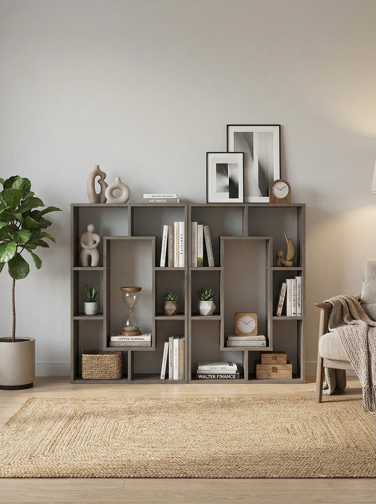 7-Tier Cube Bookshelf, Tall Narrow Bookcase for Small Spaces