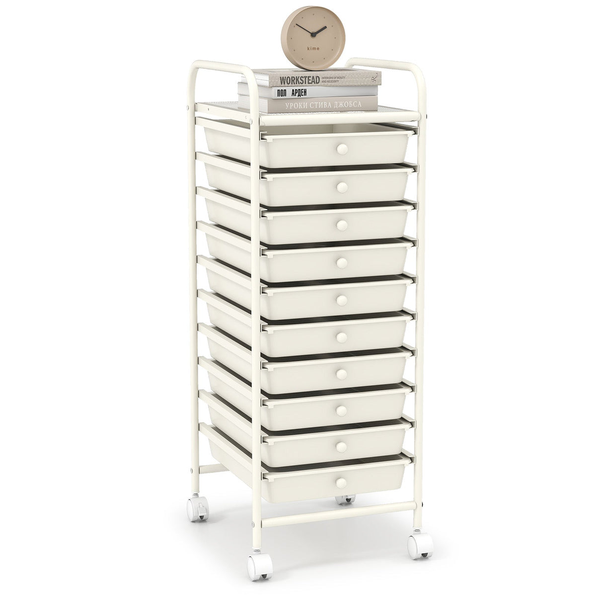 10 Drawer Rolling Storage Cart Organizer with 4 Universal Casters