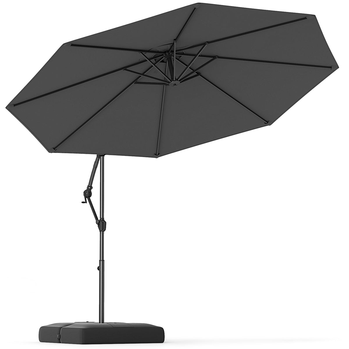10 Feet Offset Hanging Umbrella with Base Patio Cantilever Umbrella with Tilt