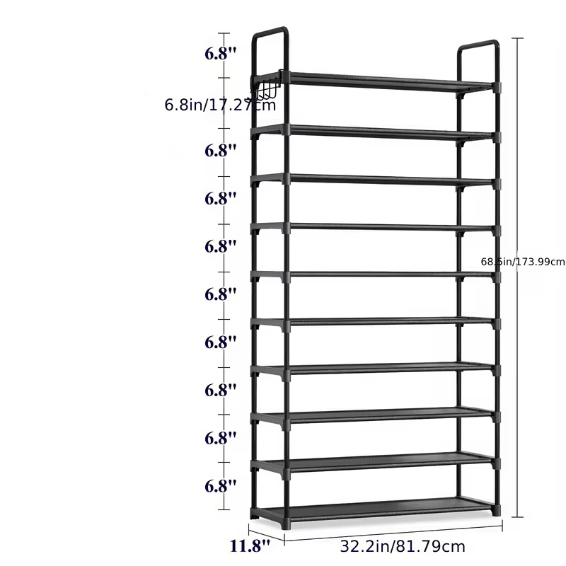 Multi Layers - Shoe Rack Organizer Column Storage Shelf Entryway w/ Hooks