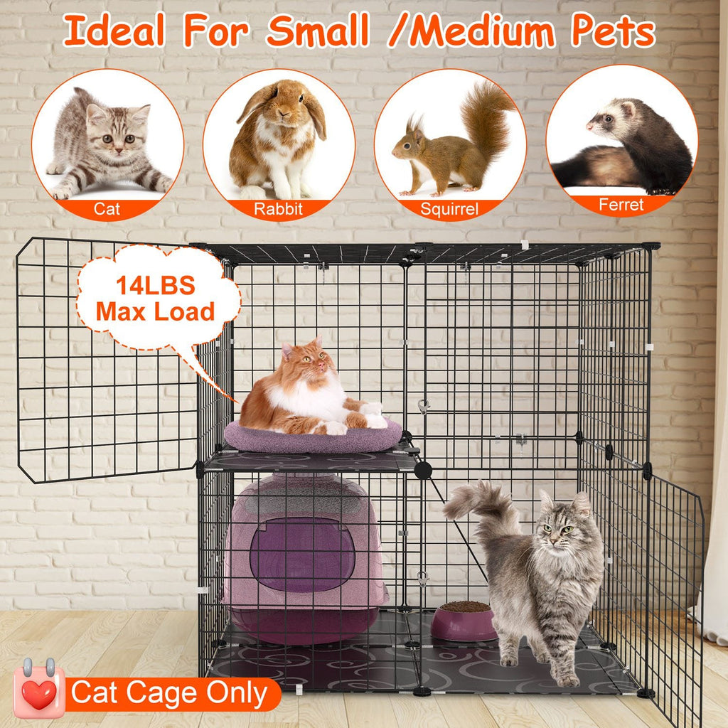 2-Tier Cat Cage Playpen with Ladder & 2 Doors for Indoor Pets