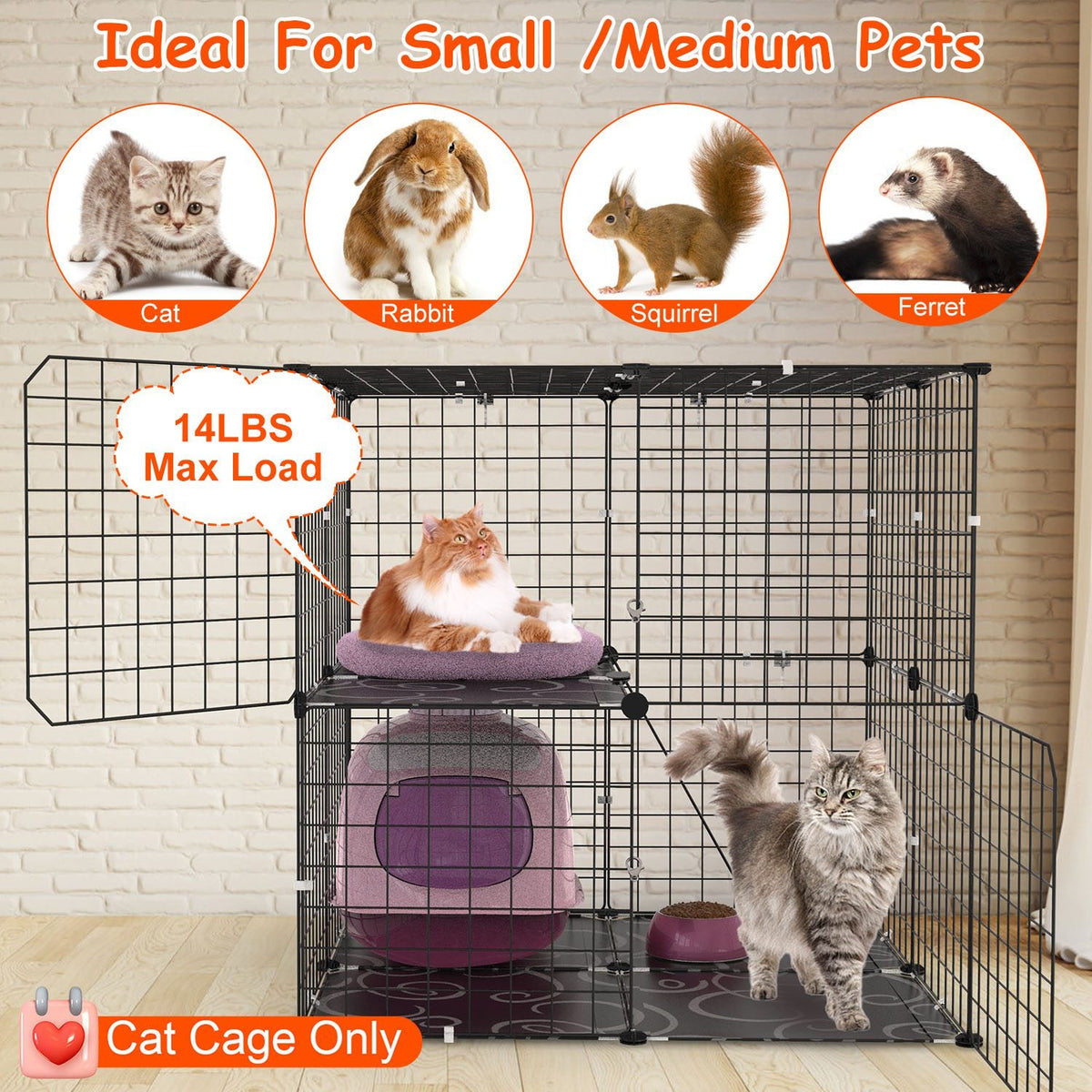 2-Tier Cat Cage Playpen with Ladder & 2 Doors for Indoor Pets