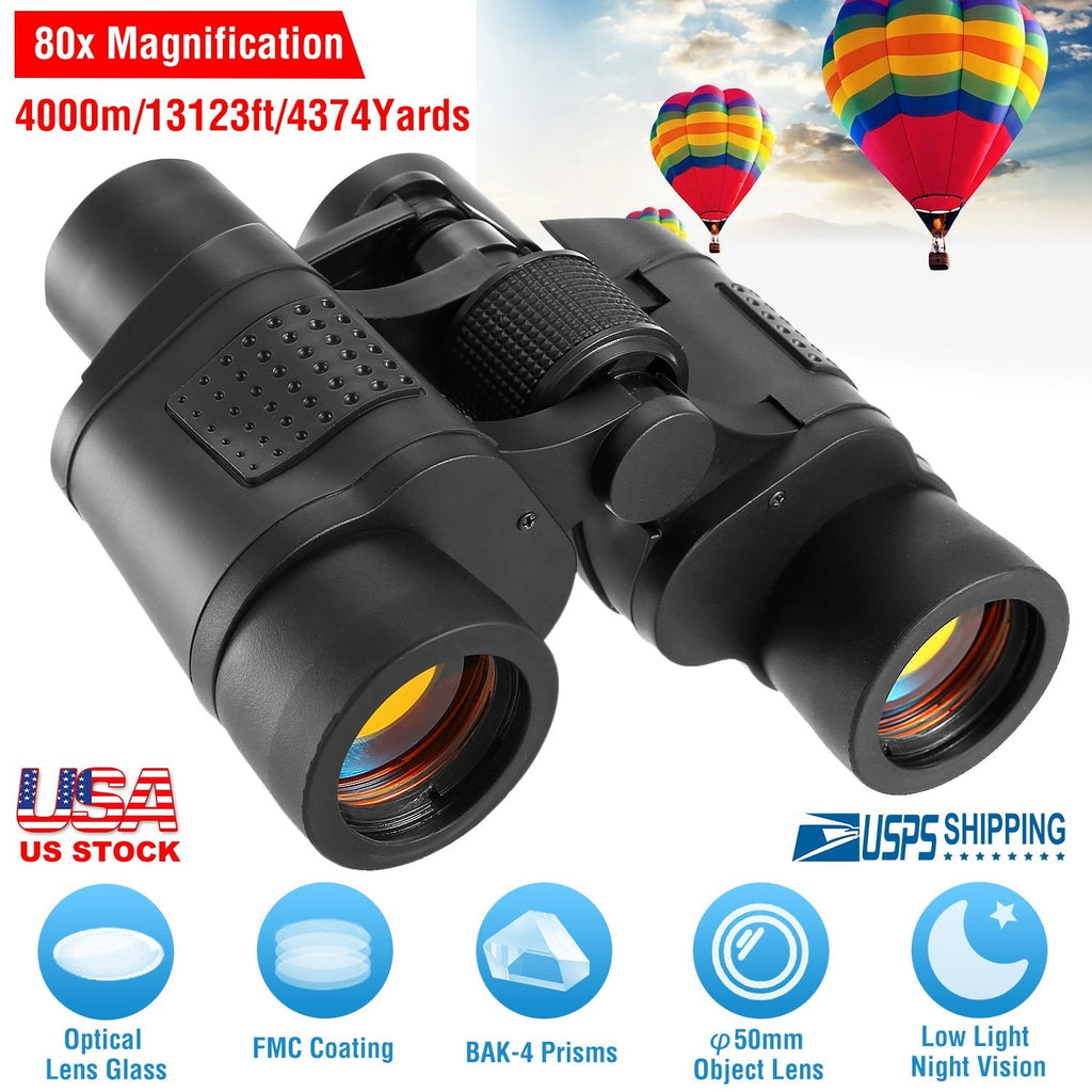 Portable HD Binoculars with FMC Lens Low Light Night Vision Telescope for Bird Watching Hunting Sports Events Concerts Adventure w/ Shoulder Strap Bag