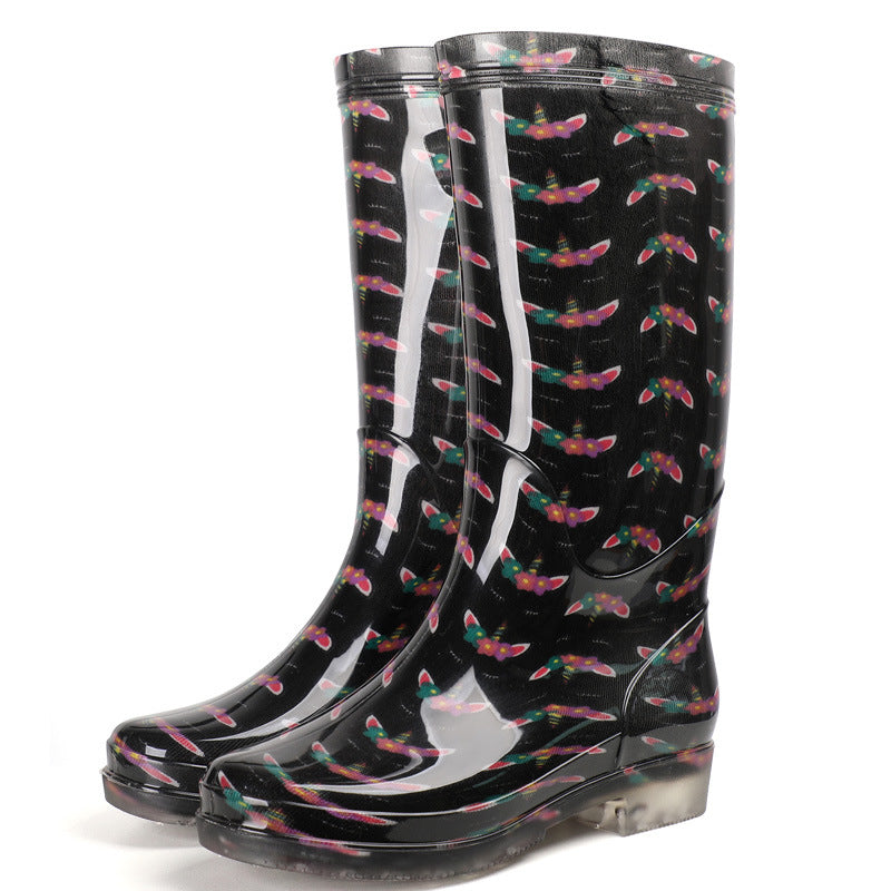 Women's Printed High Rubber Boots