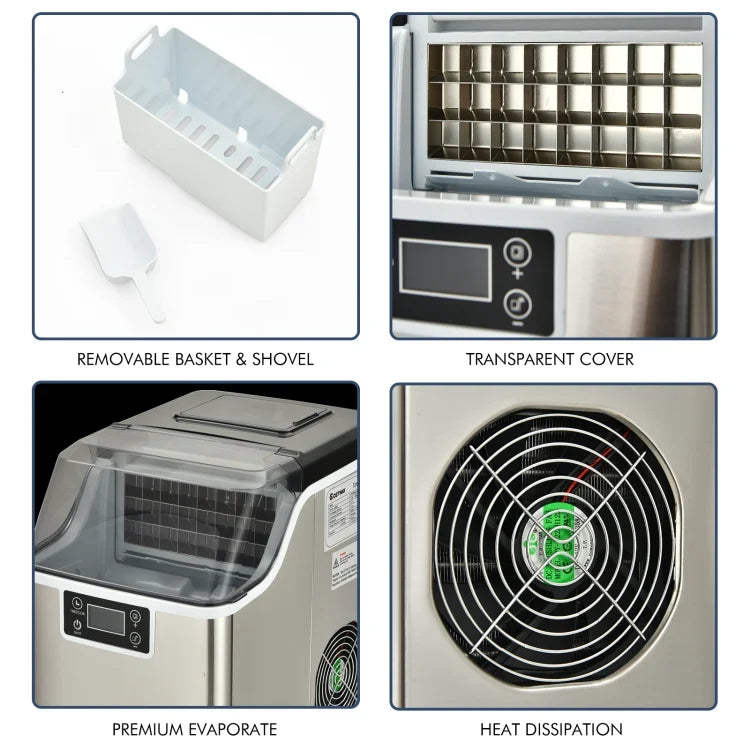 Portable Ice Maker with Scoop & Basket