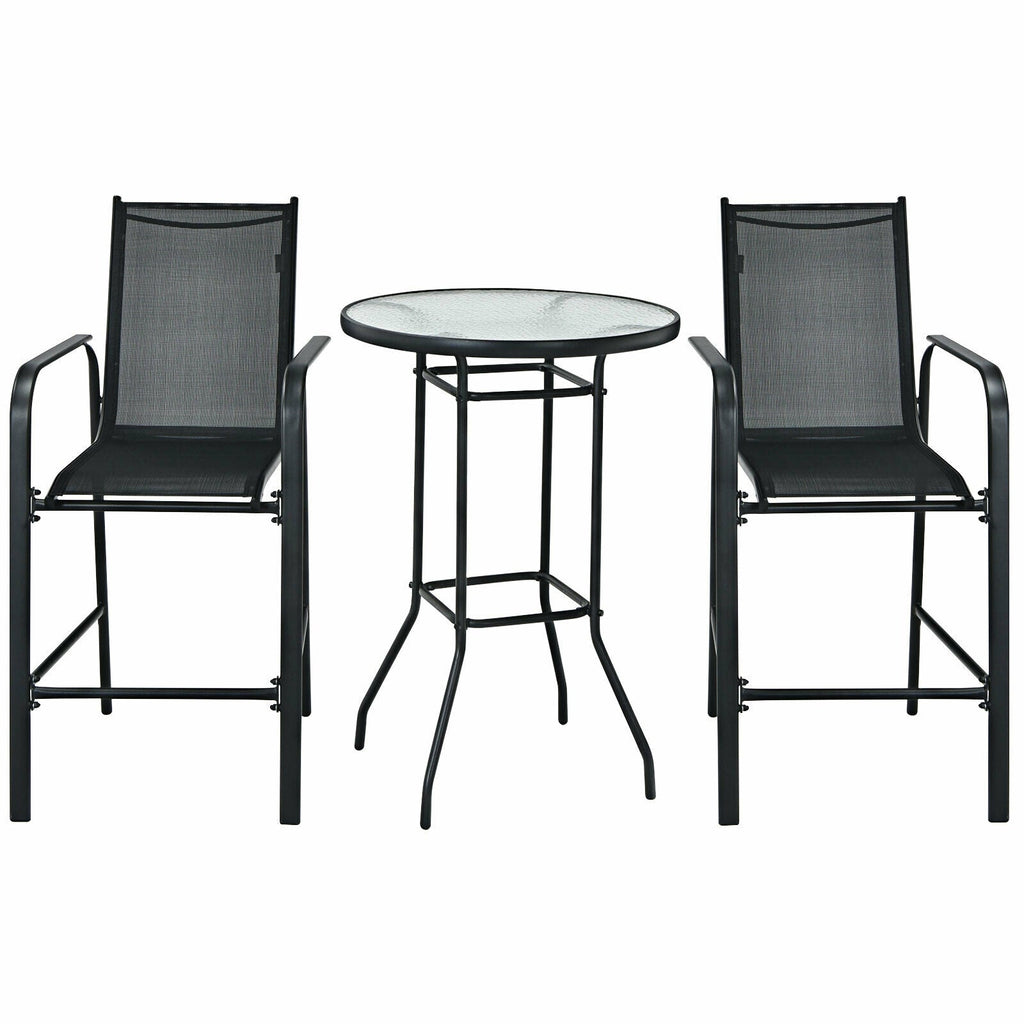 3 Pieces Outdoor Patio Bar Table Stool Set