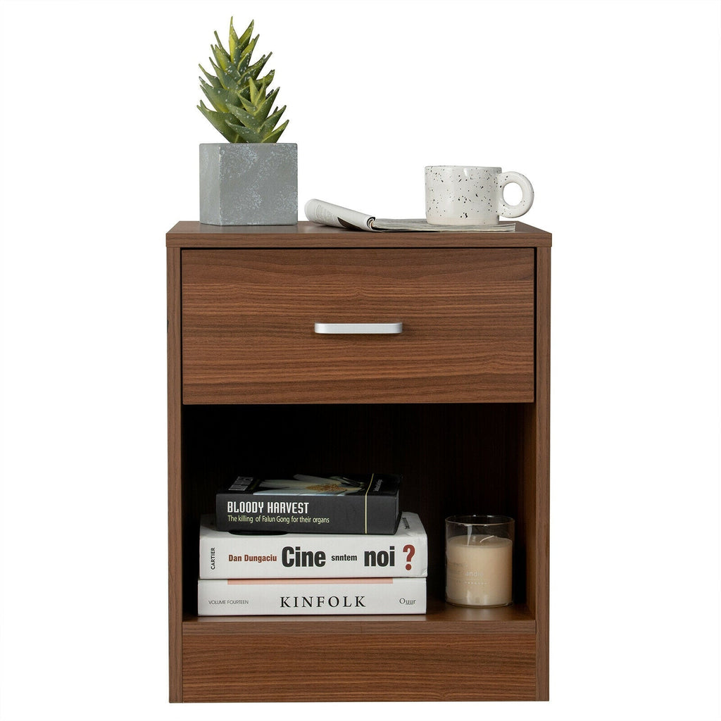 Modern Nightstand with Storage Drawer and Cabinet