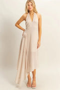 HYFVE Chiffon Halter Asymmetrical Hem Dress