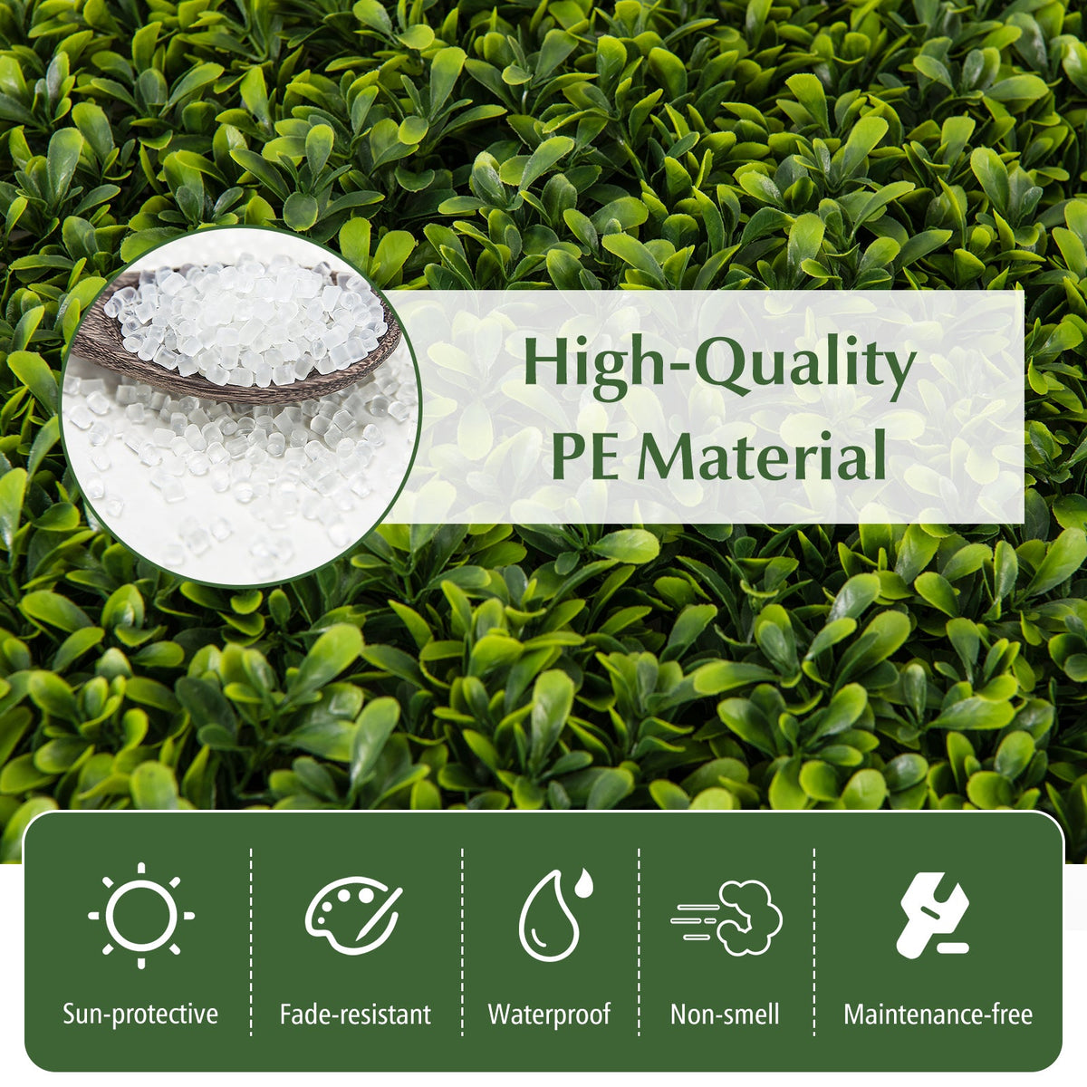 12-Pieces 20 Inch x 20 Inch Artificial Hedge Boxwood Panels