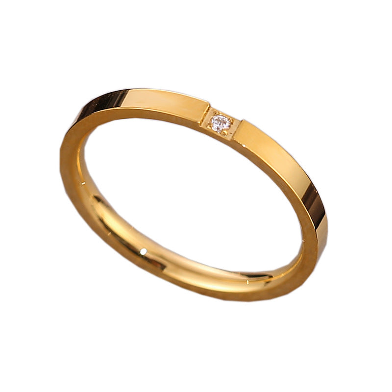 Titanium Steel Anti-fading Diamond Couple Ring