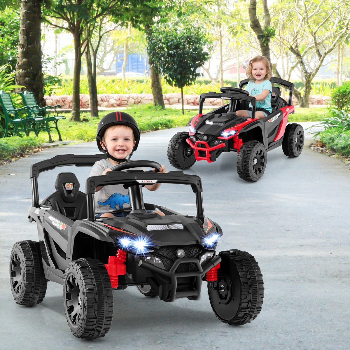 12V Kids Ride On Car UTV Electric Vehicle with LED Lights Music and Horn