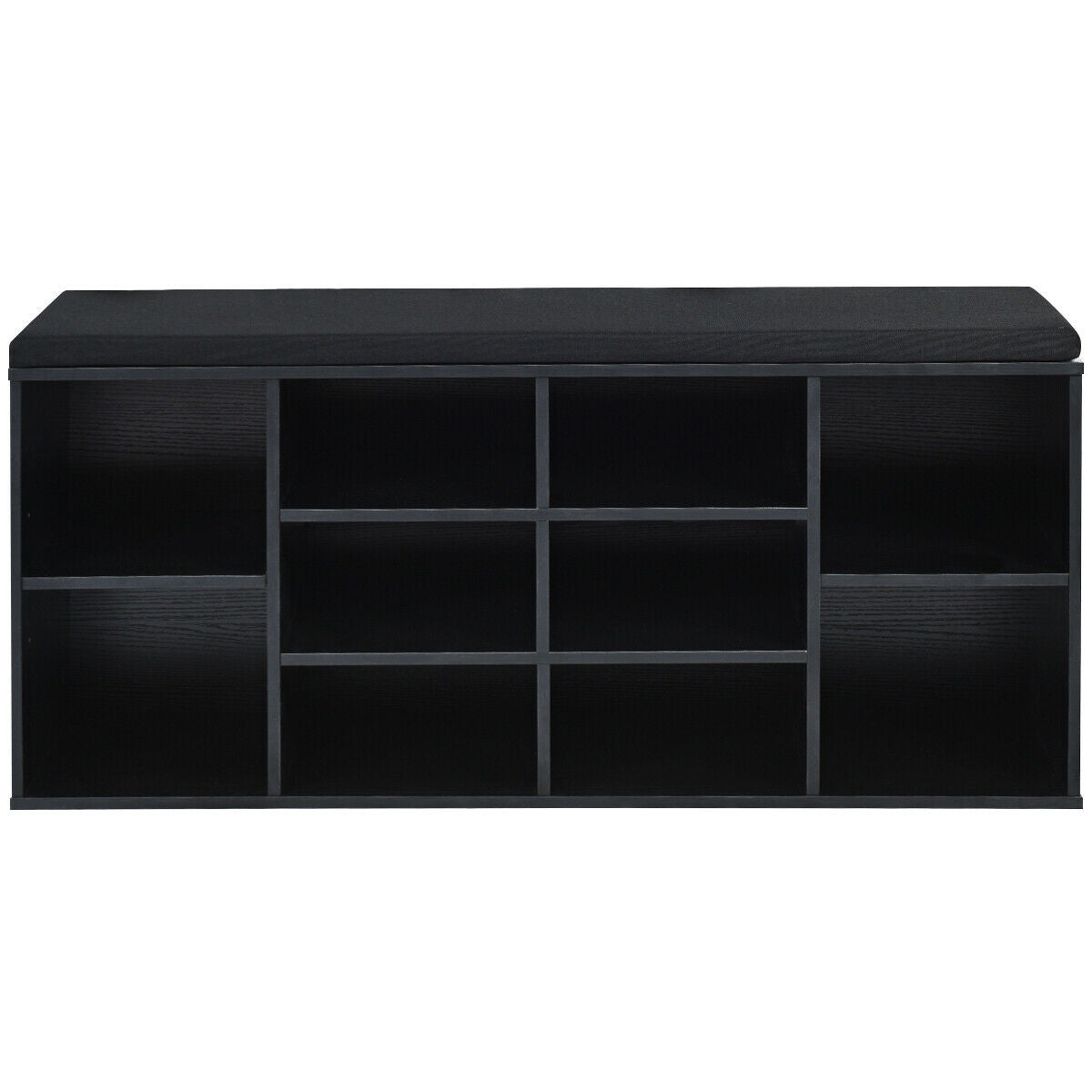 10-Cube Organizer Shoe Storage Bench with Cushion for Entryway