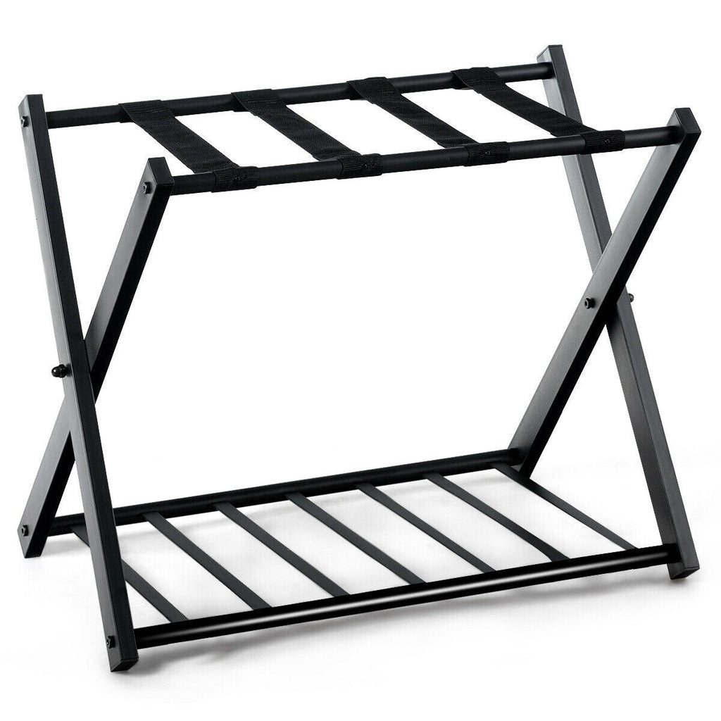 Set of 2 Folding Metal Luggage Rack Suitcase