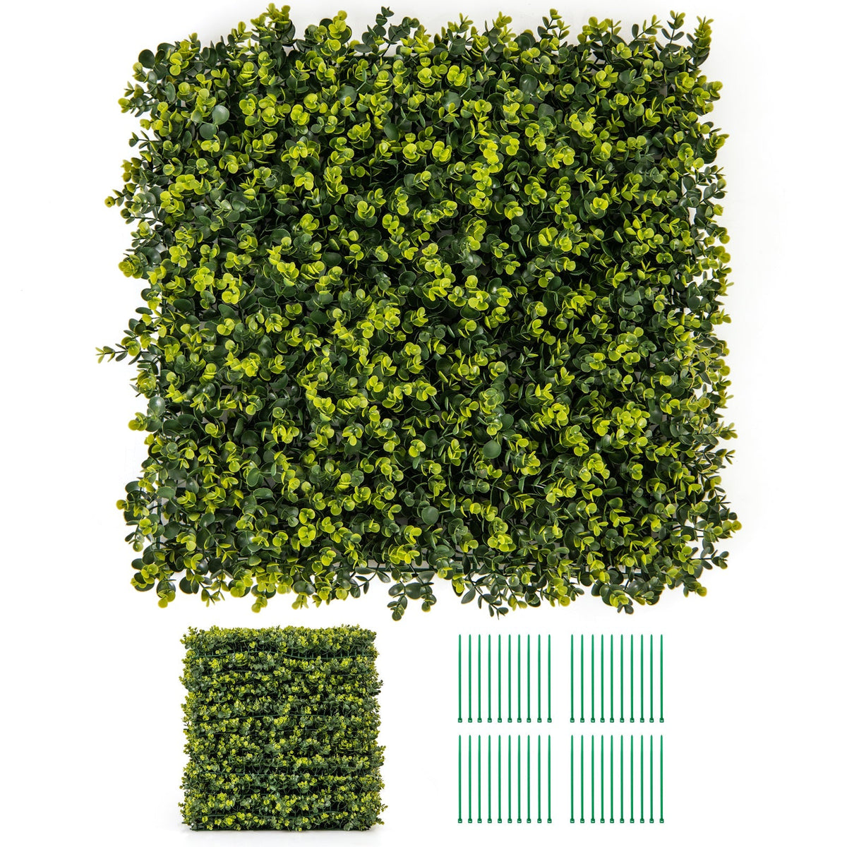 12 Pieces 20 Inch x 20 Inch Artificial Hedge Eucalyptus Panels