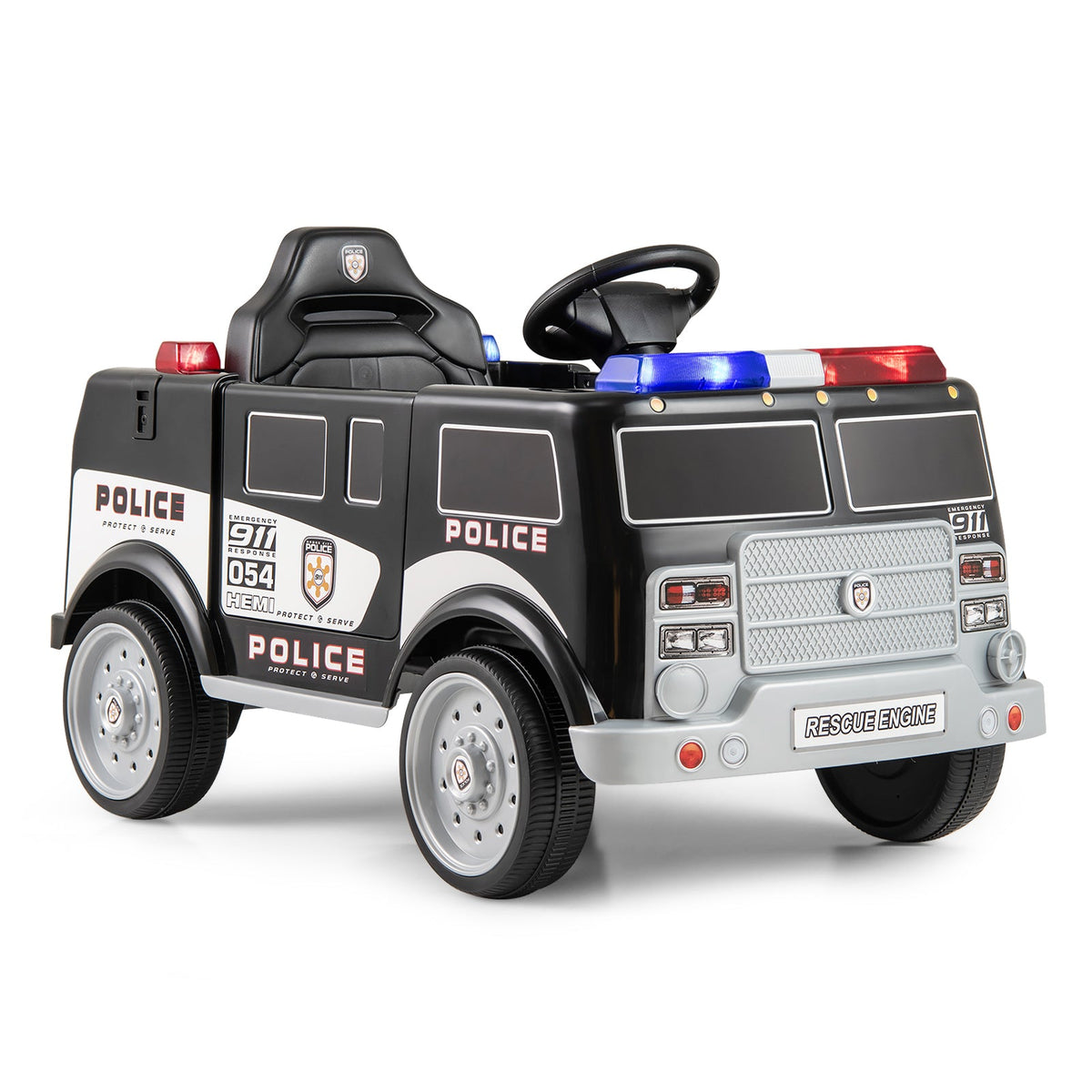 12V Battery Powered Electric Vehicle with 3 Speeds and Megaphone-Black