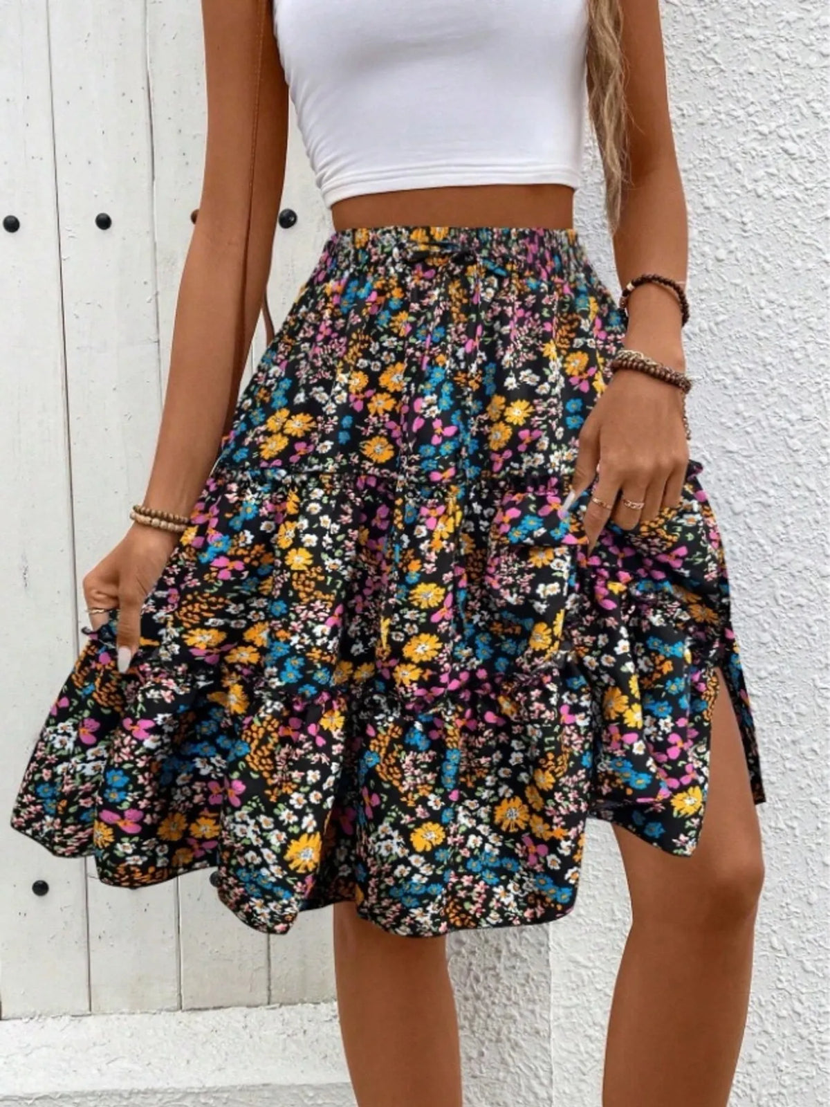 Floral Print Midi Skirt