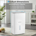 150 Pints Dehumidifier with 24H Timer and LED Display-White